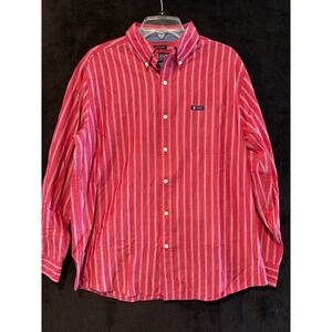 Chaps Easy Care Button Down Shirt‎ Striped Long Sleeve Casual Mens Large